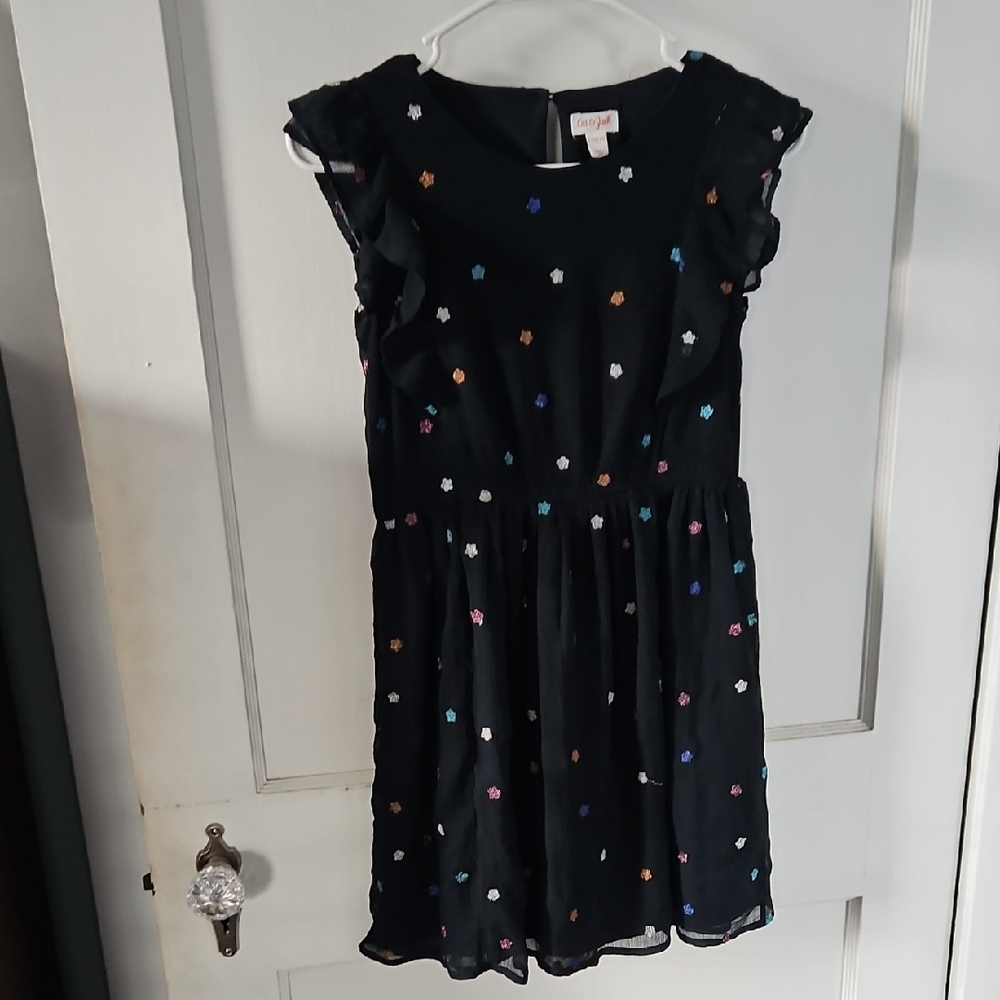 Cat & Jack Black Dress with Colorful Floral Accents